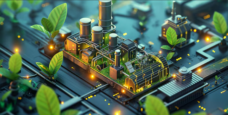 Industrial green factory illustration